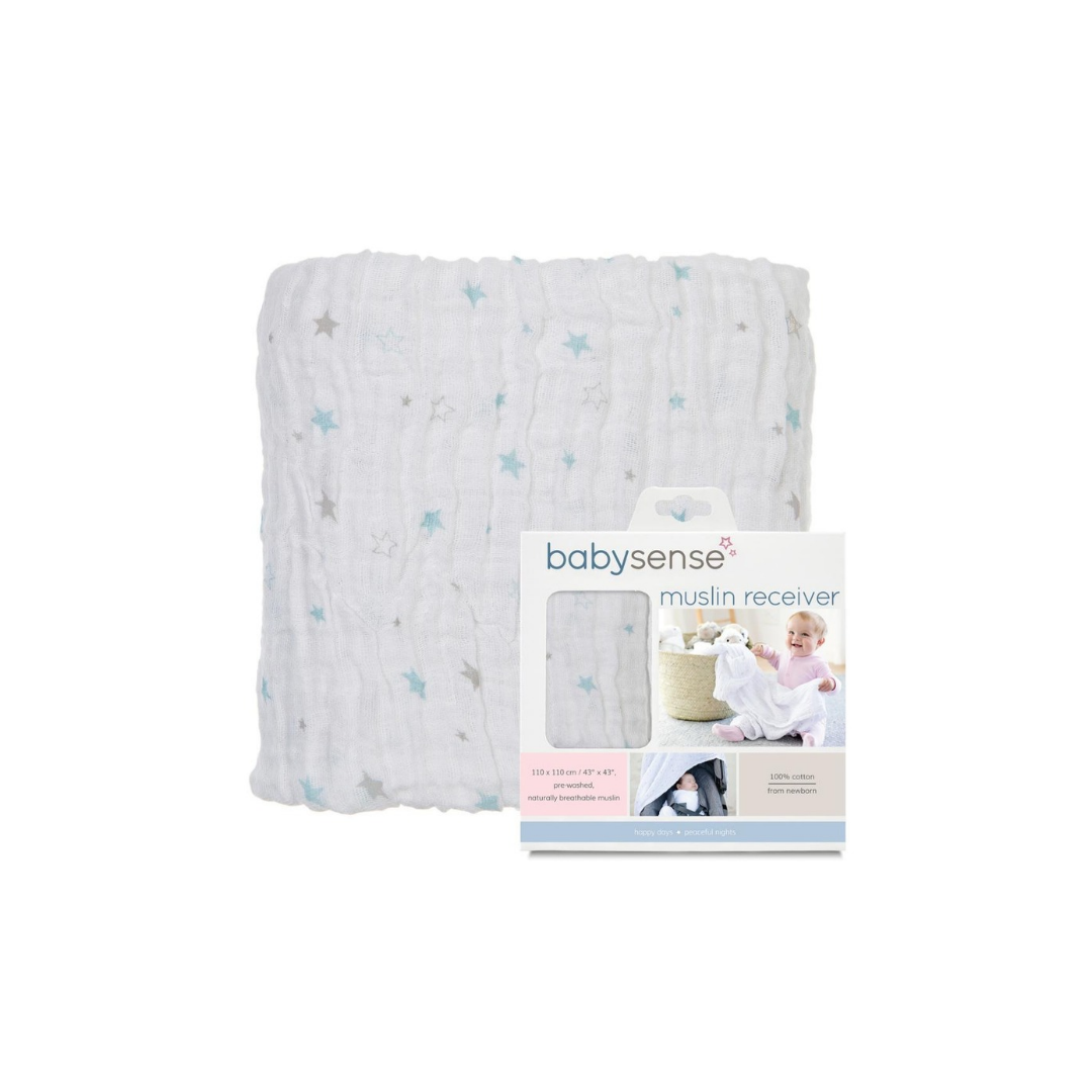 Blue Star Print Bamboo Muslin Receiver