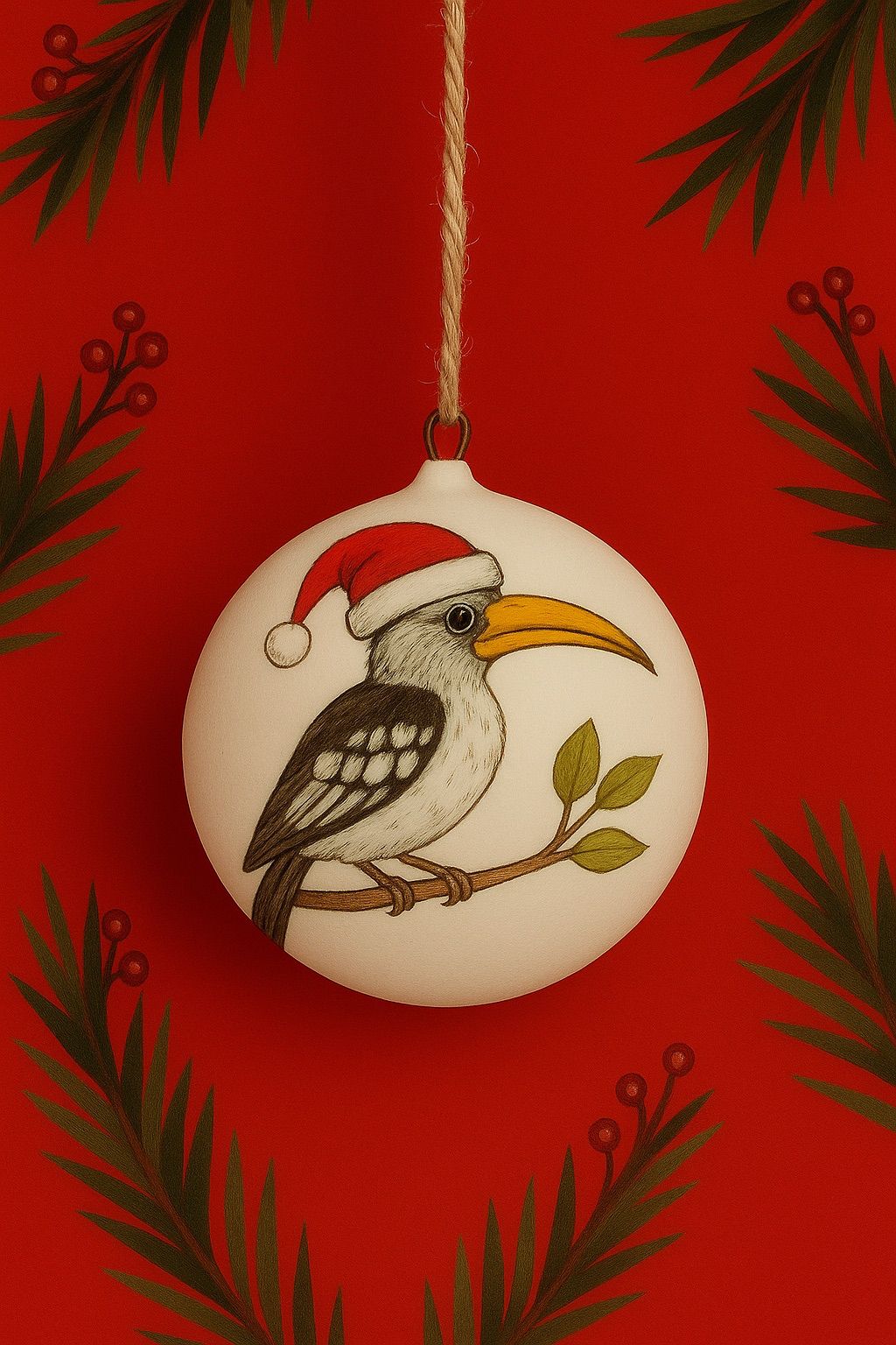 Hornbill Bird Ceramic Bauble