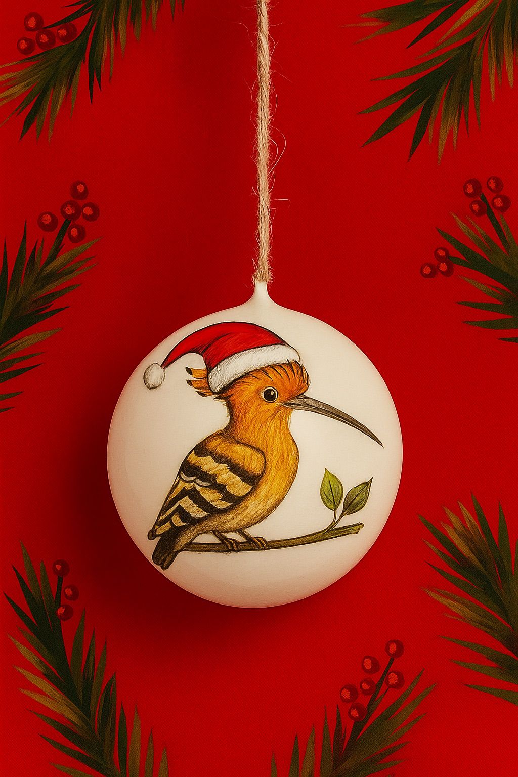 Hoopoe Bird Ceramic Bauble