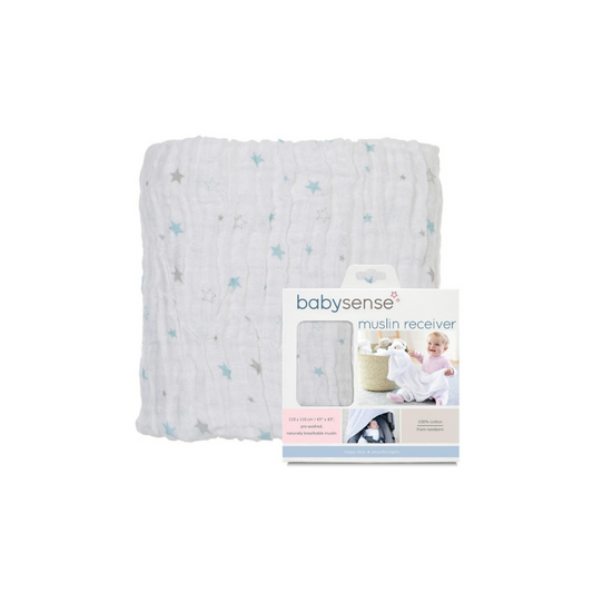 Blue Star Print Bamboo Muslin Receiver