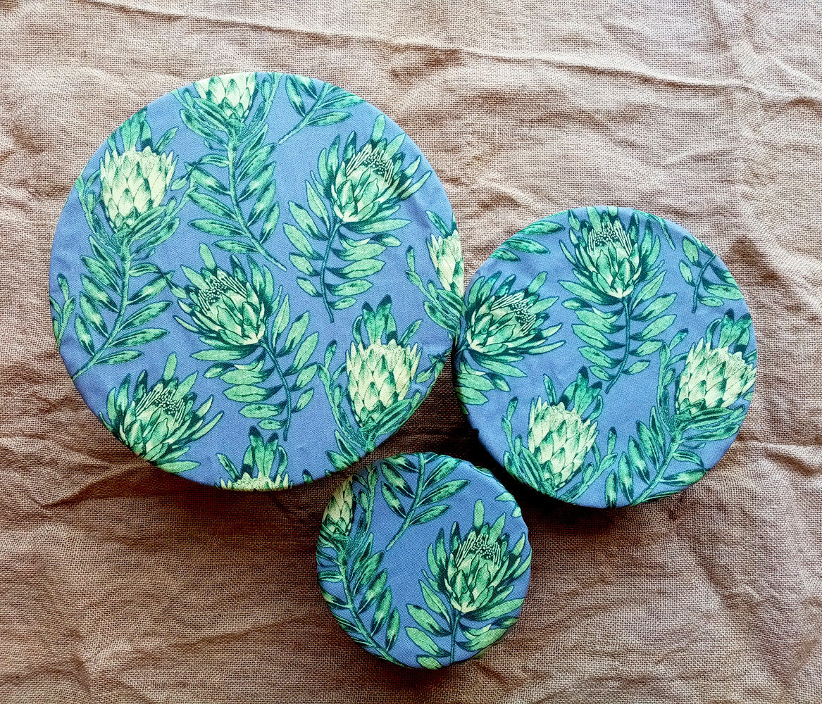 Ecoelephant Cotton Green Protea bowl cover set