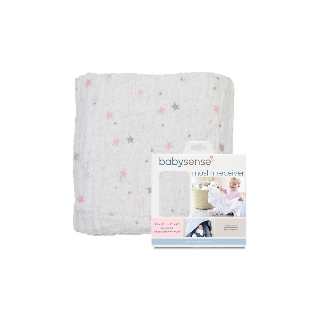 Pink Star Print Bamboo Muslin Receiver