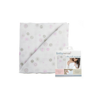 Elephant Bamboo Muslin Receiver – Pink & Grey
