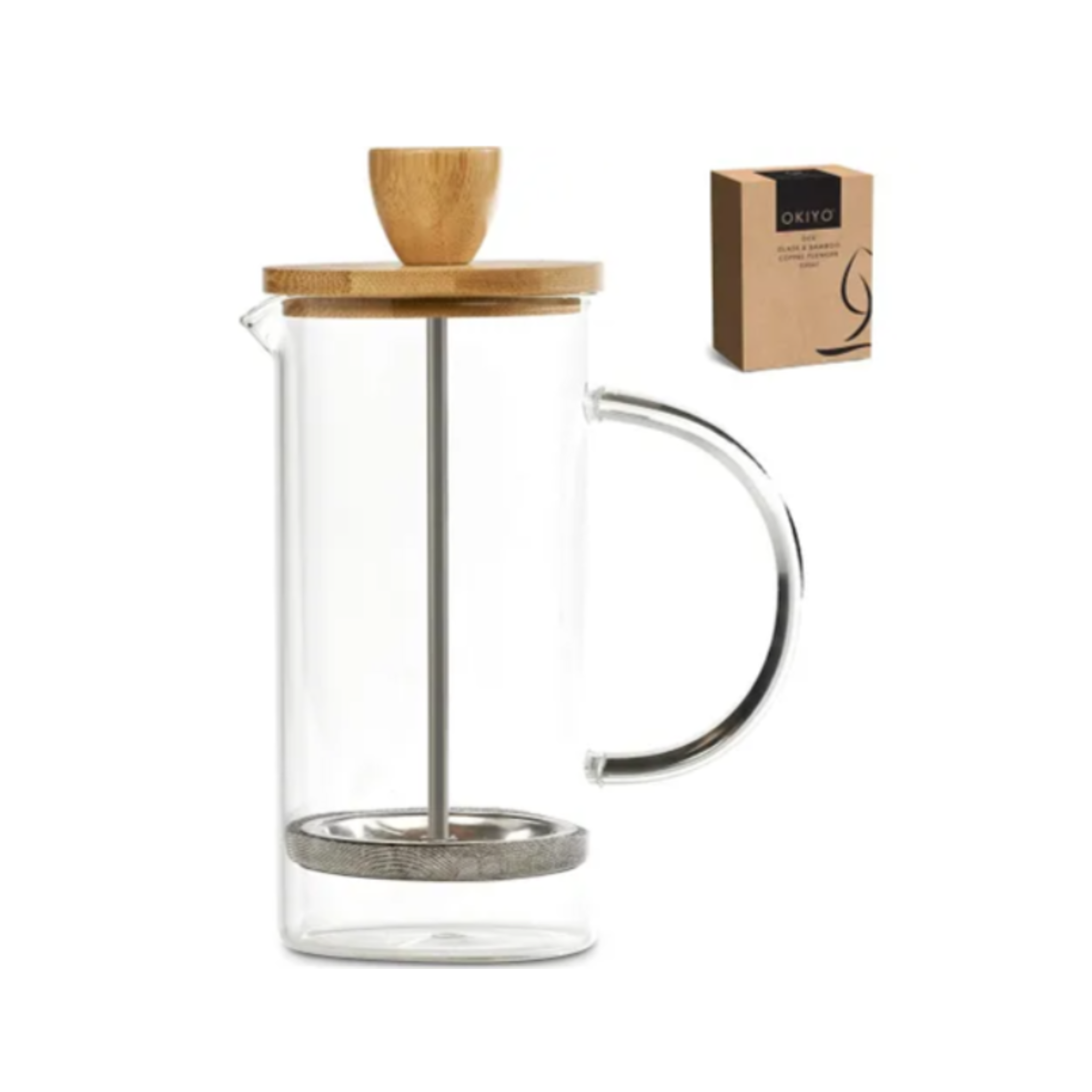 Okiyo Osu Glass & Bamboo Coffee Plunger – 350ml