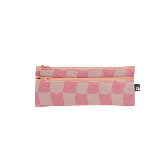Pink Block Print Pencil Case