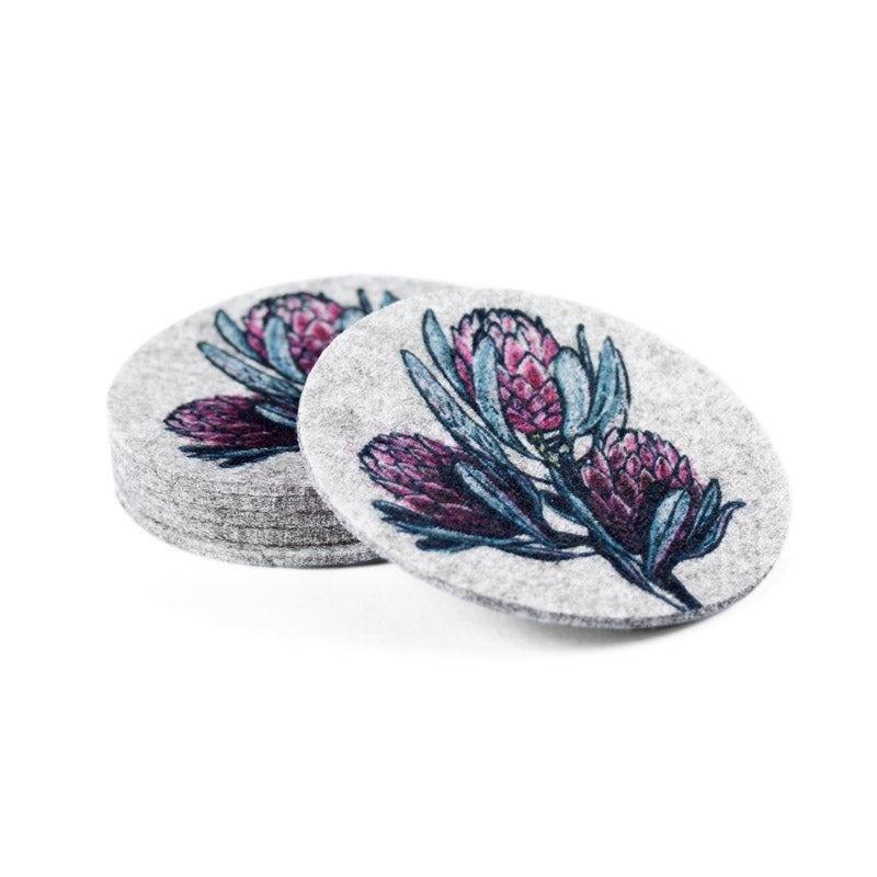 rPet felt protea coasters - set of 4