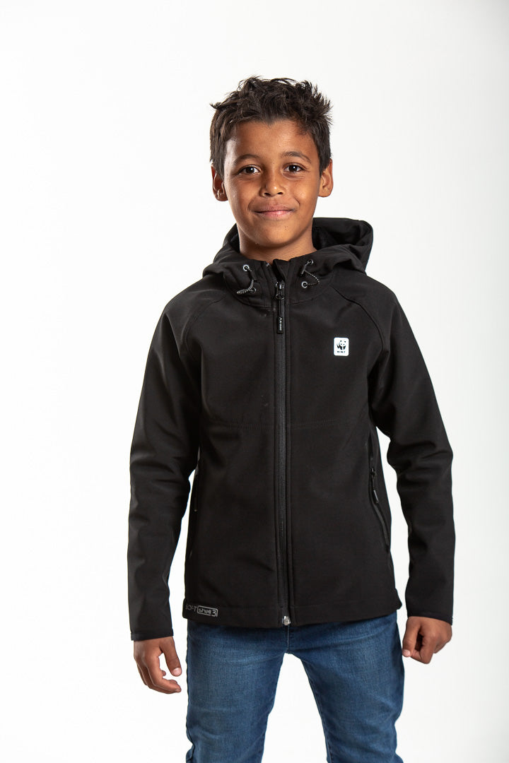 KIDS BLACK LEOPARD SOFTSHELL