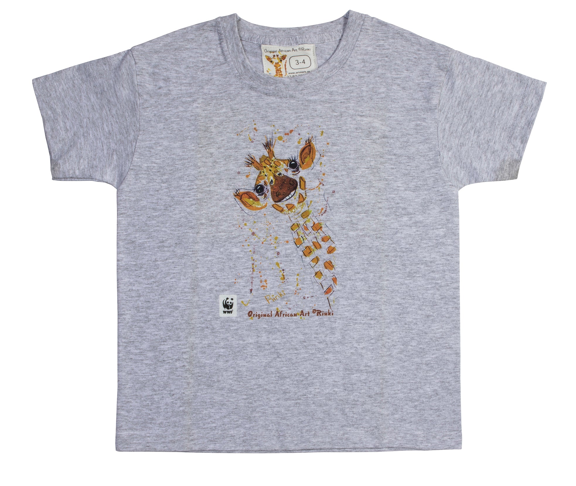 Rinki Smiling Giraffe Grey T-shirt