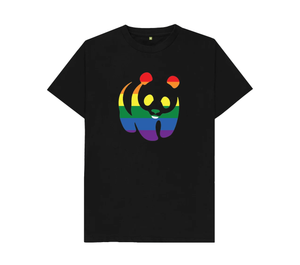 Rainbow Panda Unisex Black T-Shirt